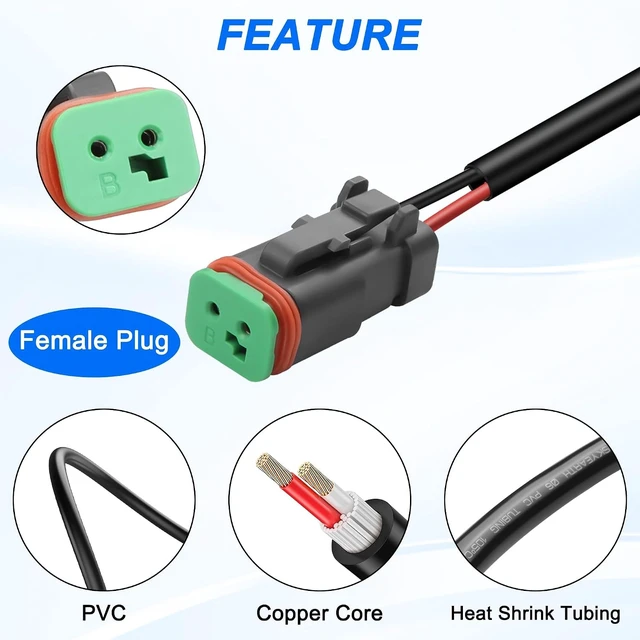 Alt view image 4 of 7 - XMSJSIY 2 Pin DT Connectors Waterproof 2 Wire Connector -5 Kits (Female)