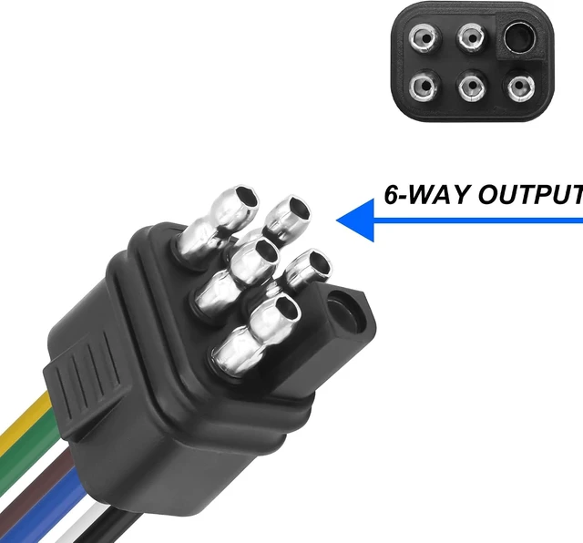 Alt view image 5 of 7 - XMSJSIY 6-Way Square Trailer Plug Extension Bare Wire 6 Pin Square Male