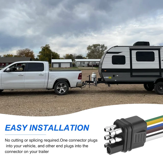 Alt view image 6 of 7 - XMSJSIY 6-Way Square Trailer Plug Extension Bare Wire 6 Pin Square Male