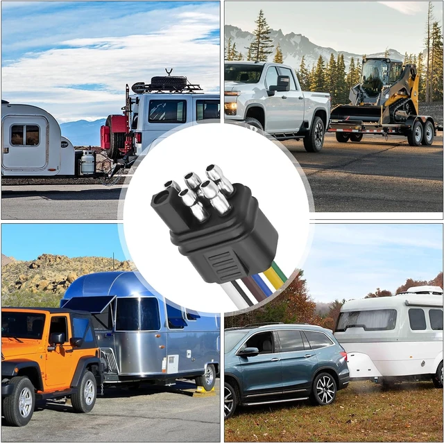 Alt view image 7 of 7 - XMSJSIY 6-Way Square Trailer Plug Extension Bare Wire 6 Pin Square Male