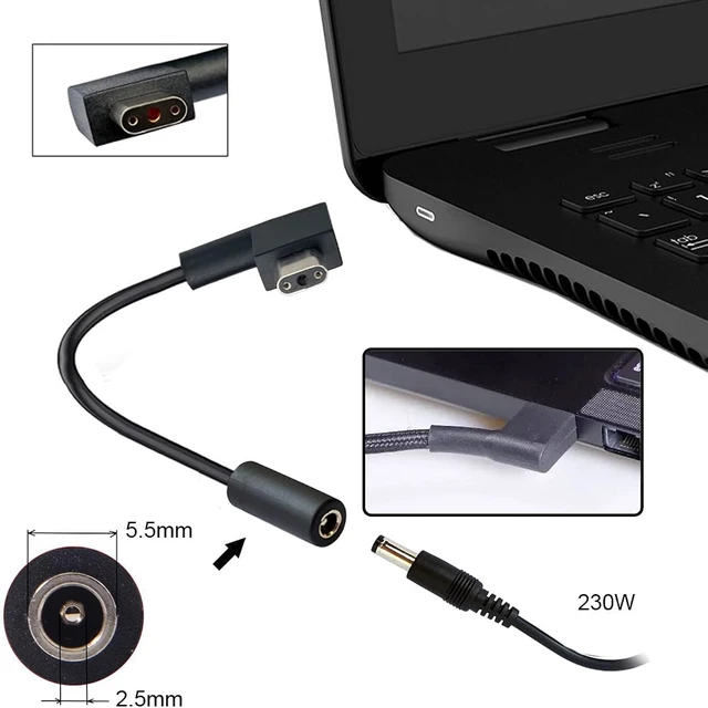 Alt view image 3 of 7 - cablecc DC Jack 5.5 * 2.5mm Input to 3Pin Power Plug Cable Compatible for Laptop Blade Pro 17 and Razer Blade 15 Model GTX1060/GTX1070/RTX2070/RTX2080Support 230W/160W Charge Adapter