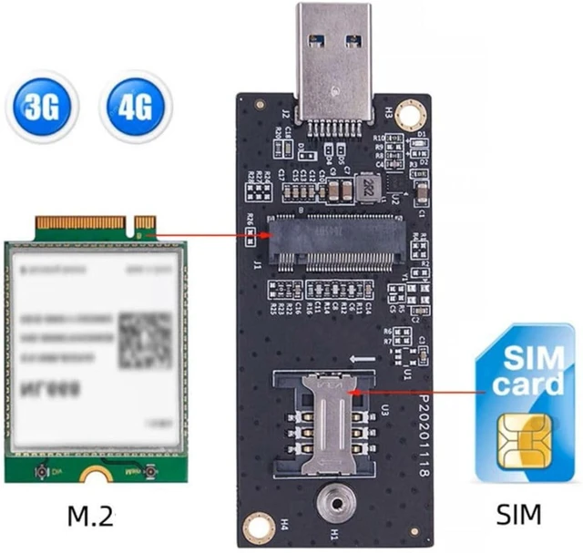 Alt view image 3 of 7 - Chenyang WWAN Card NGFF M.2 Key-B to USB 3.0 Riser Card Adapter with SIM Slot for 3G/4G/5G LTE Wireless Module Modem Card