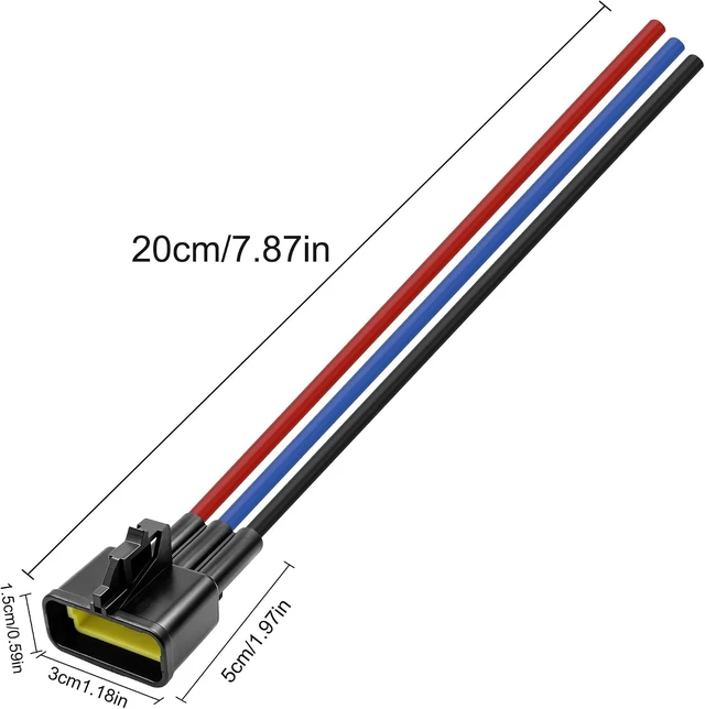 Alt view image 2 of 7 - XMSJSIY Pulse Bus Bar Power Pigtail Connector 16AWG 3 Pin Male Harness