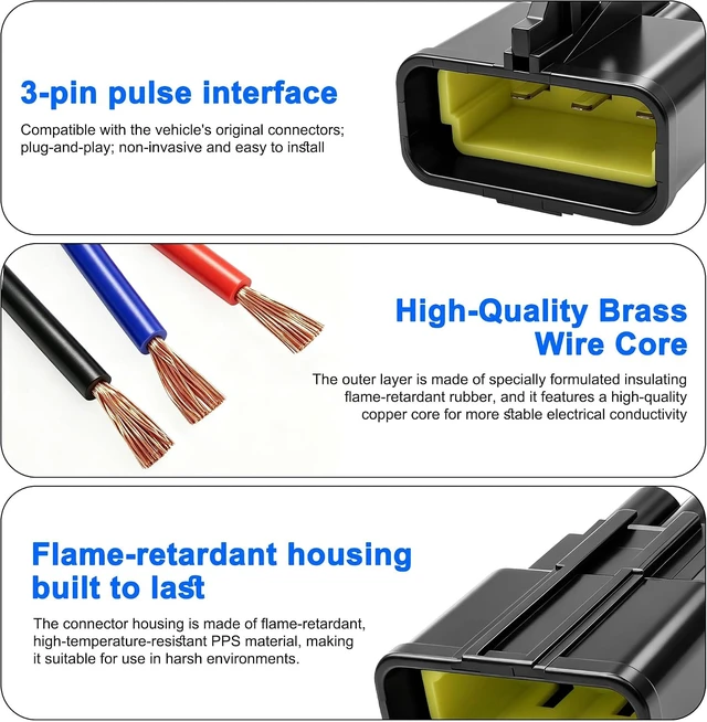 Alt view image 3 of 7 - XMSJSIY Pulse Bus Bar Power Pigtail Connector 16AWG 3 Pin Male Harness