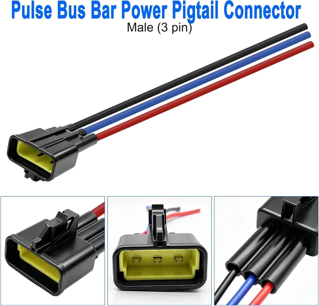 Alt view image 4 of 7 - XMSJSIY Pulse Bus Bar Power Pigtail Connector 16AWG 3 Pin Male Harness