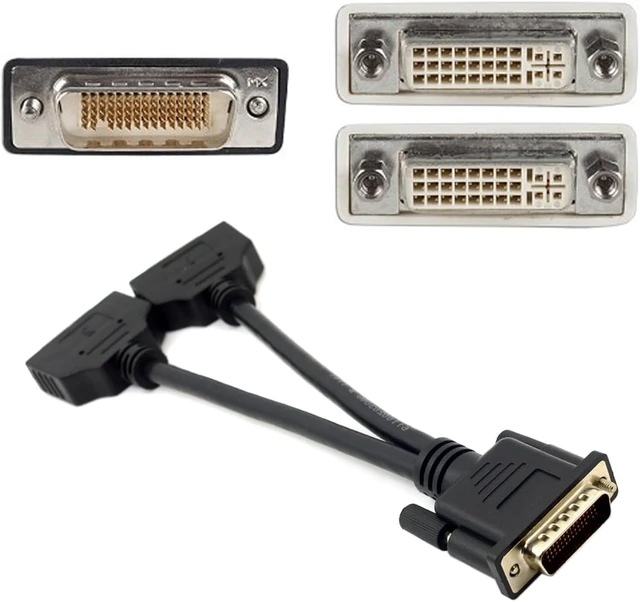 Alt view image 4 of 7 - Cablecc DMS-59 Male to Dual DVI 24 + 5 Female Splitter Extension Cable for Graphics Cards and Monitors