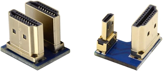 Main image of cablecc 2pcs/Set HDMI to Micro HDMI Type A to Type-D Male Connector Socket Opposite U Shape Back Angled for Raspberry PI 3B/3B+/4B