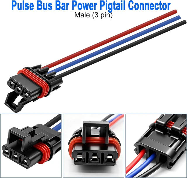Alt view image 4 of 7 - XMSJSIY Pulse Bus Bar Power Pigtail Connector 16AWG 3 Pin Female Harness