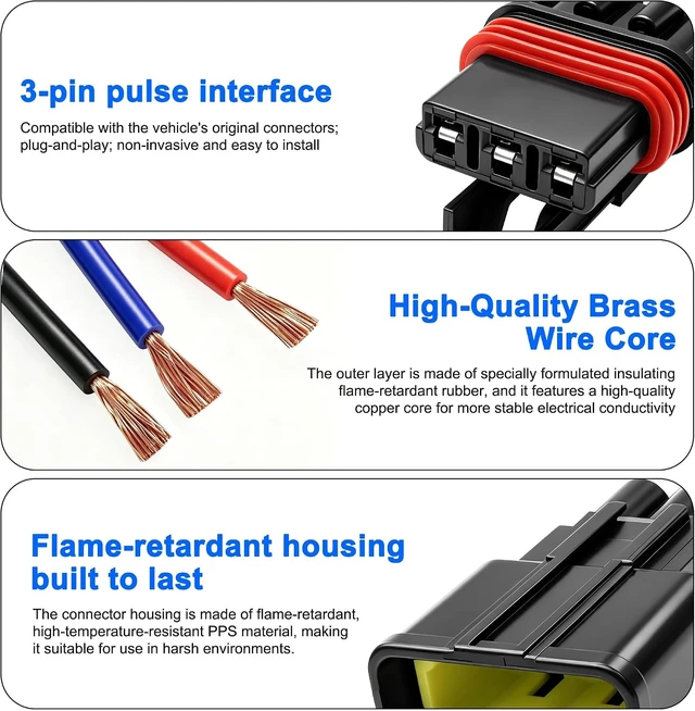 Alt view image 3 of 7 - XMSJSIY Pulse Bus Bar Power Pigtail Connector 16AWG 3 Pin Female Harness