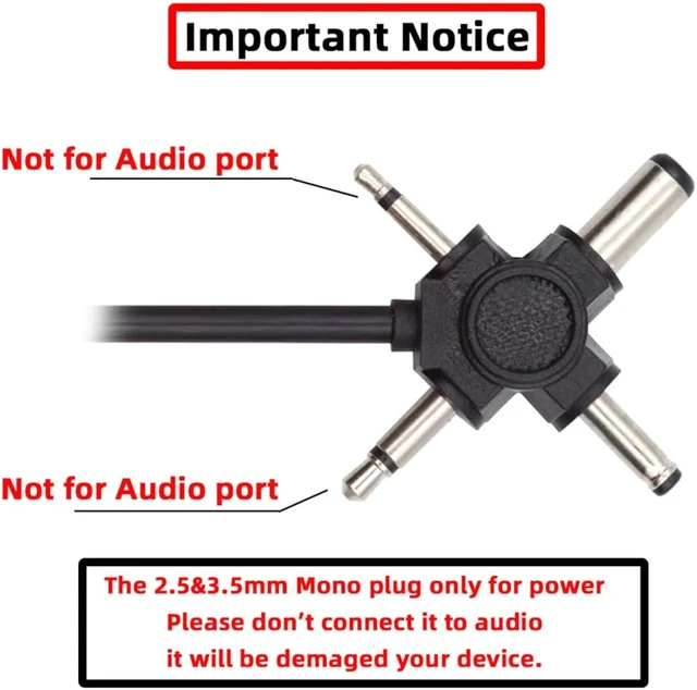 Alt view image 5 of 7 - cablecc 4-in-1 Power Plug USB 2.0 Type-A Male to DC 5V 5.5x2.1mm 4.0x1.7mm Mono 3.5mm 2.5mm Barrel Connector Charge Cable 150CM
