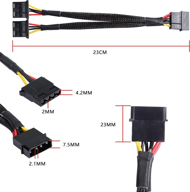 Alt view image 2 of 7 - XMSJSIY 4 Pin IDE Y Splitter Adapter Connecter Cable 4Pin IDE Male to Dual