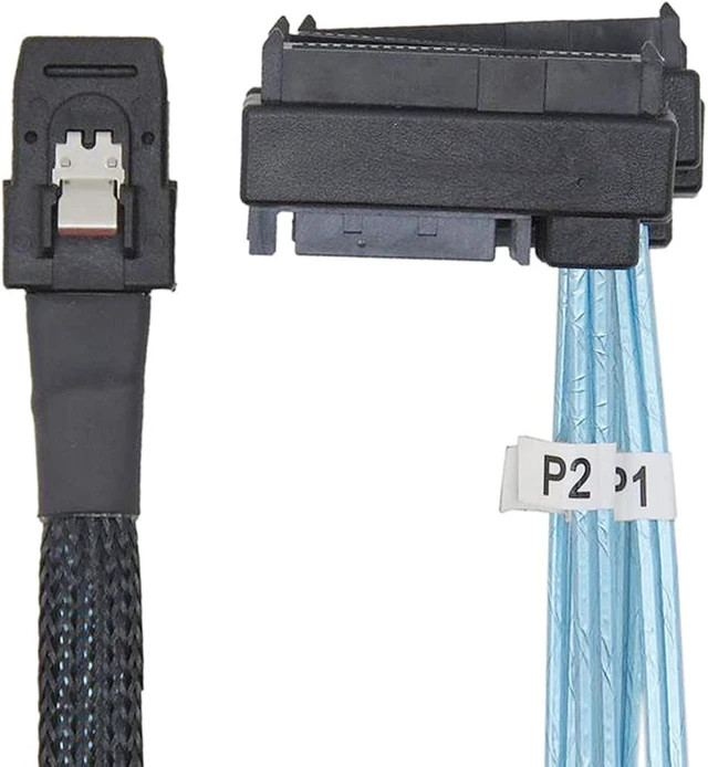 Alt view image 2 of 7 - cablecc Internal 36 Pin Mini SAS SFF-8087 Host to 4 SFF-8482 Target SAS Hard Disk and SATA Power Cable 50cm