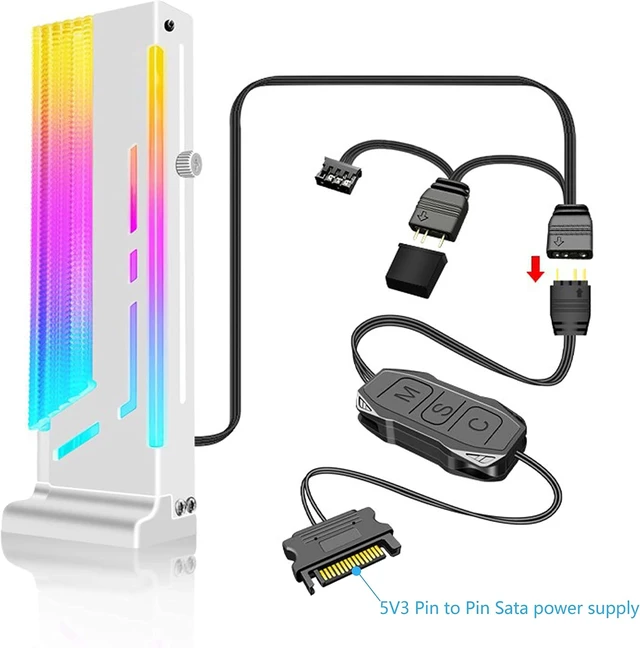 Alt view image 6 of 7 - XMSJSIY ARGB Controller 5V 3 Pin RGB Controller Cable SATA Power