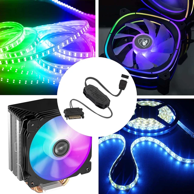 Alt view image 7 of 7 - XMSJSIY ARGB Controller 5V 3 Pin RGB Controller Cable SATA Power