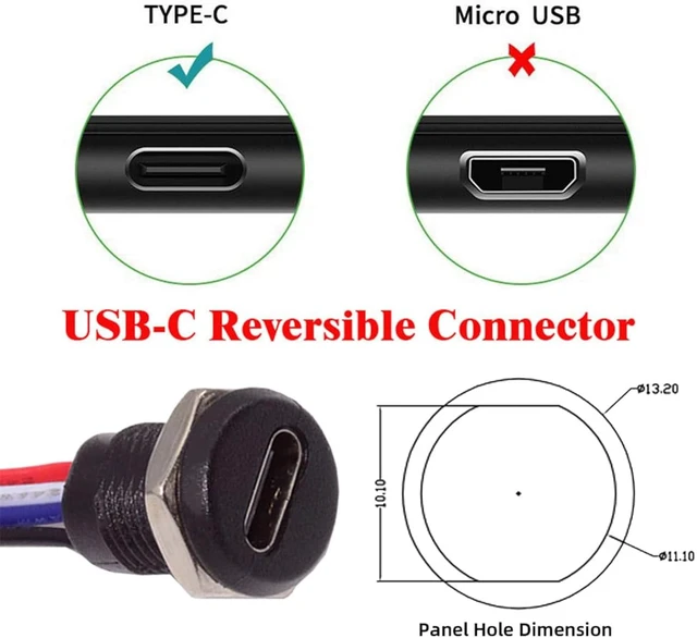 Alt view image 6 of 7 - Cablecc 5pcs/Set DC 5V/20V PD Power DIY OEM Type C Female Socket to 4Pin Header Cable Pitch=2.0mm Panel Mount