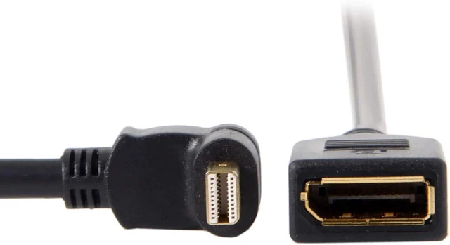 Main image of Cablecc Mini DP DisplayPort 90 Degree to DisplayPort Female Cable for Displays Monitors (Up Angled)