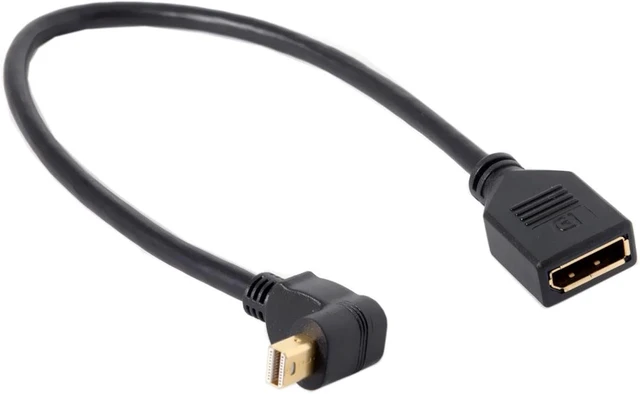 Alt view image 3 of 7 - Cablecc Mini DP DisplayPort 90 Degree to DisplayPort Female Cable for Displays Monitors (Up Angled)