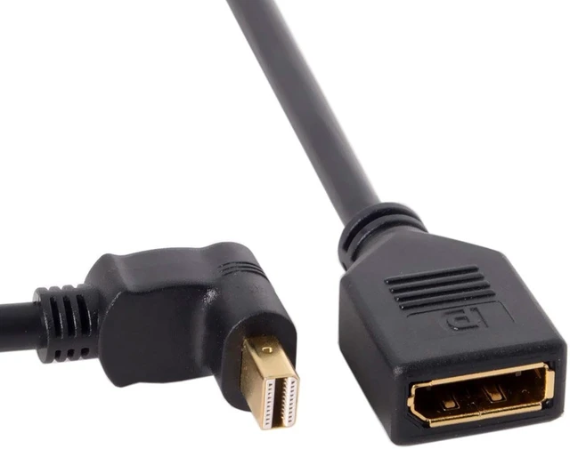 Alt view image 6 of 7 - Cablecc Mini DP DisplayPort 90 Degree to DisplayPort Female Cable for Displays Monitors (Up Angled)