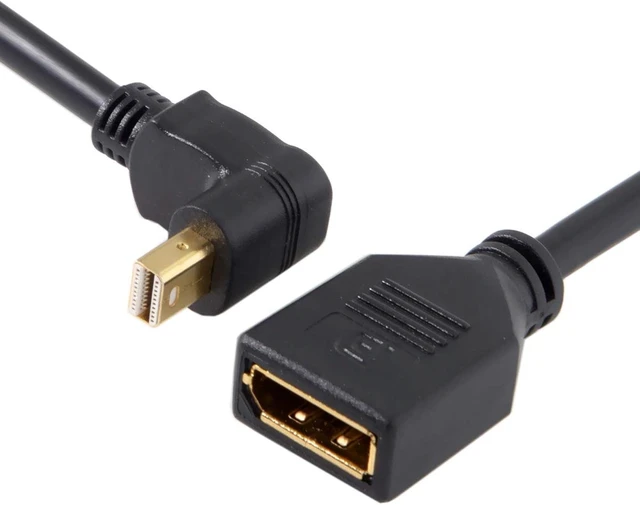Alt view image 5 of 7 - Cablecc Mini DP DisplayPort 90 Degree to DisplayPort Female Cable for Displays Monitors (Up Angled)
