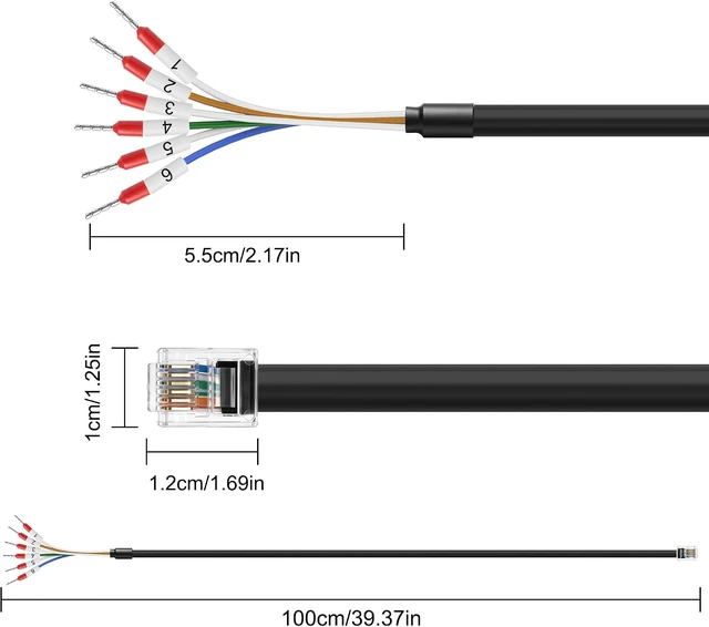 Alt view image 2 of 7 - XMSJSIY RJ11 to 6 Pin Bare Wire End Telephone Cable