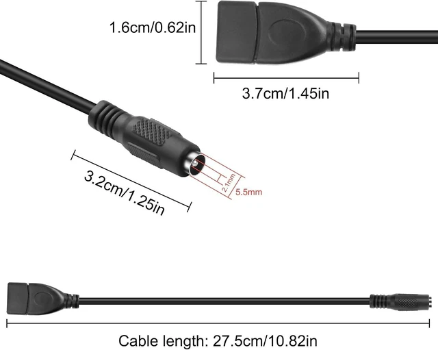 Alt view image 2 of 7 - XMSJSIY USB to DC 5.5 x 2.1mm Power Cable Adapter 5V Charging Cable