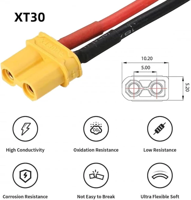 Alt view image 4 of 7 - cablecc 18AWG XT30 Female to Female Extension Cable Connector for RC Battery Portable Power Station Solar Panel 50cm
