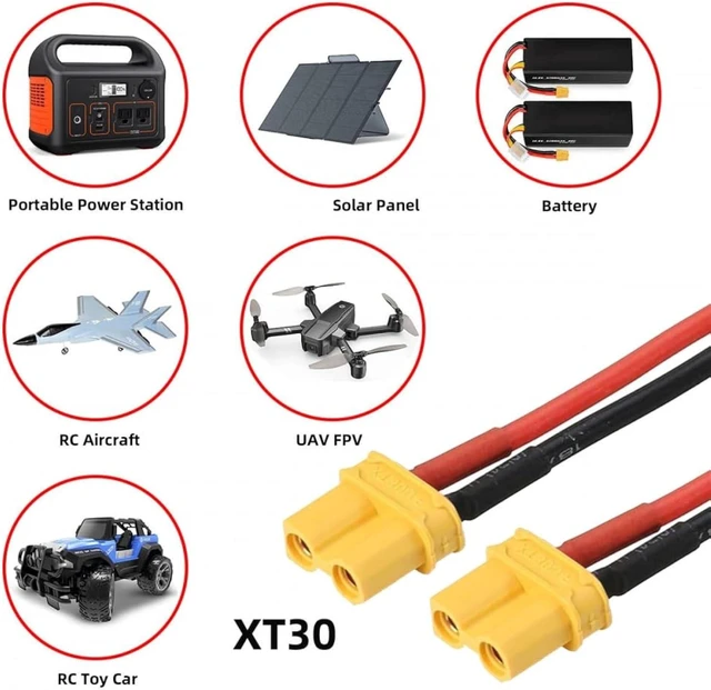 Alt view image 5 of 7 - cablecc 18AWG XT30 Female to Female Extension Cable Connector for RC Battery Portable Power Station Solar Panel 50cm
