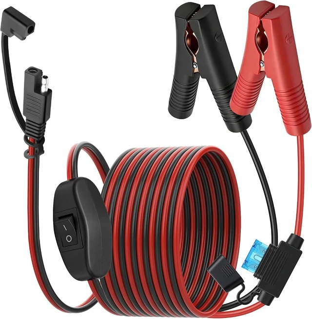Main image of XMSJSIY SAE to Alligator Clip Extension Charger Cable 12V 14AWG -2M/6.5FT