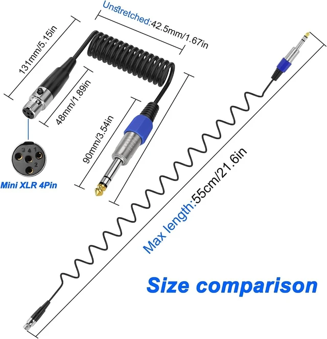Alt view image 2 of 7 - XMSJSIY 6.35mm TRS to Mini XLR TA4F Connector Cable -0.5M/1.6FT