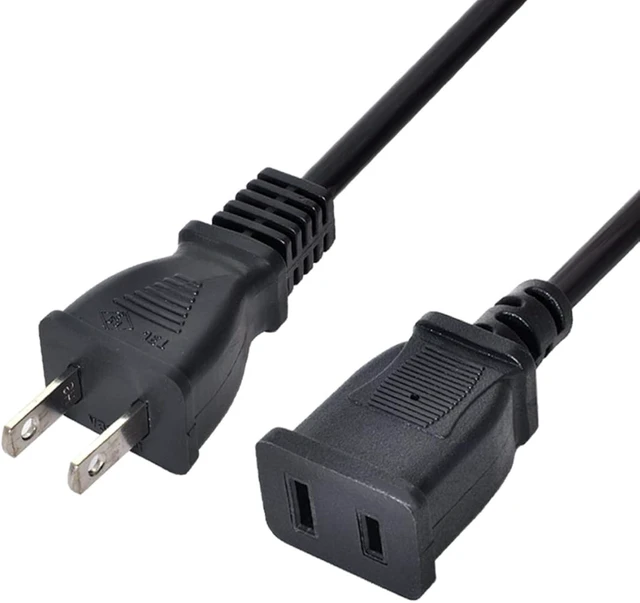 Main image of Cablecc Straight Connector USA Outlet Saver Power Extension Cord Cable 2-Prong 2 Outlets for NEMA 1-15P to NEMA 1-15R 50cm