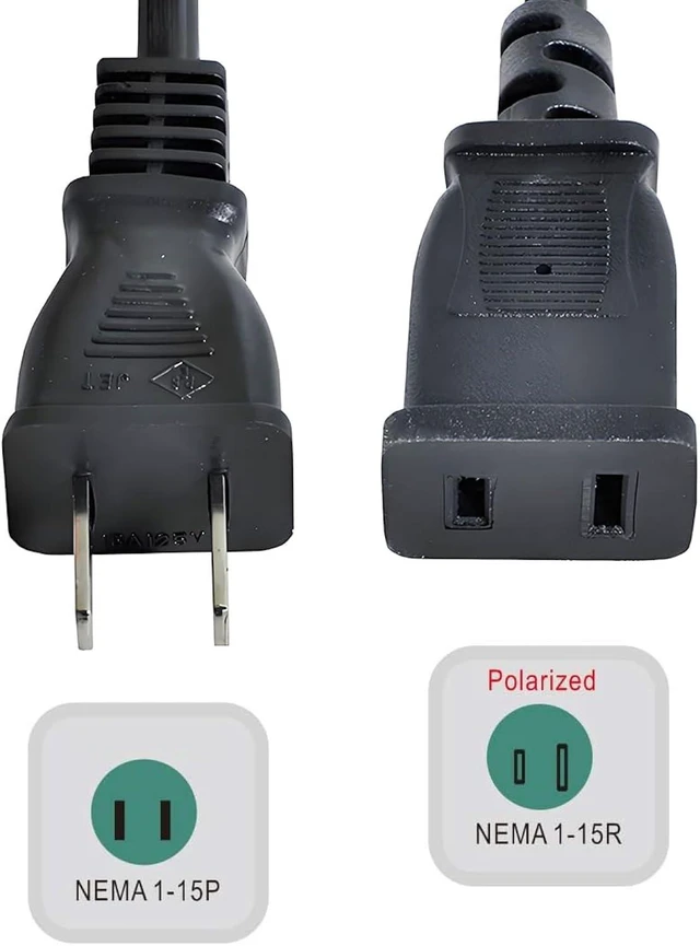 Alt view image 3 of 7 - Cablecc Straight Connector USA Outlet Saver Power Extension Cord Cable 2-Prong 2 Outlets for NEMA 1-15P to NEMA 1-15R 50cm