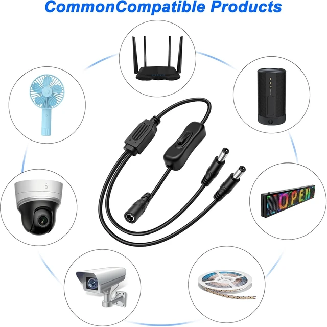 Alt view image 7 of 7 - XMSJSIY DC5521 Y Splitter Power Extension Cable -2PCS