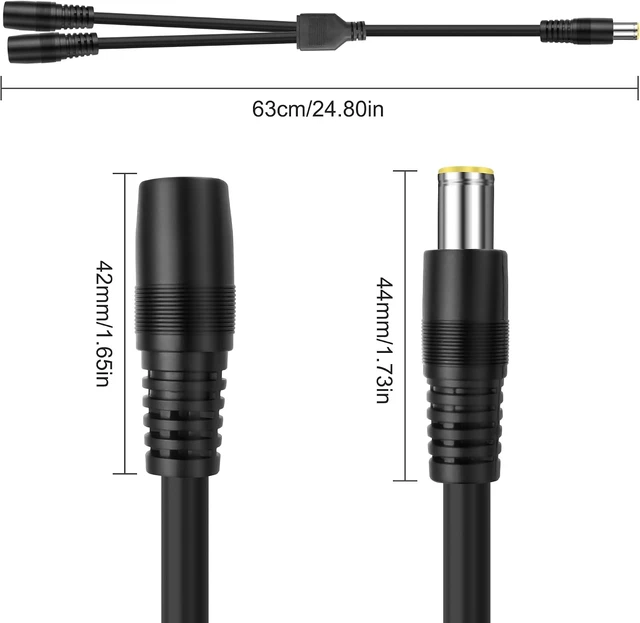 Alt view image 2 of 7 - XMSJSIY DC7.9x0.9mm 8mm Power Adapter Splitter Cable - 0.6M/1.9FT