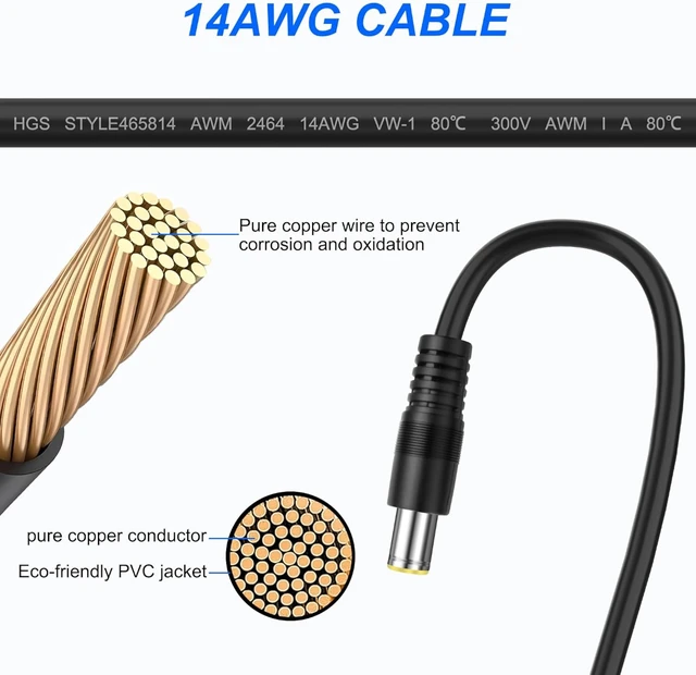 Alt view image 3 of 7 - XMSJSIY DC7.9x0.9mm 8mm Power Adapter Splitter Cable - 0.6M/1.9FT