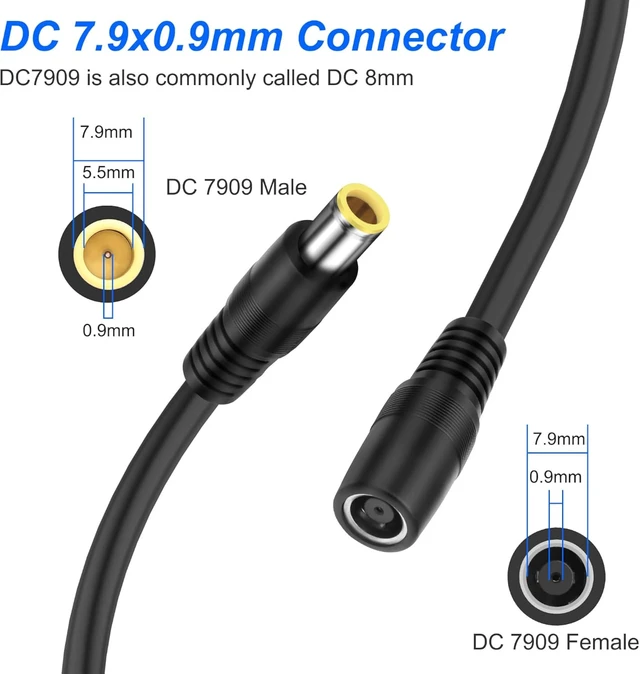 Alt view image 4 of 7 - XMSJSIY DC7.9x0.9mm 8mm Power Adapter Splitter Cable - 0.6M/1.9FT