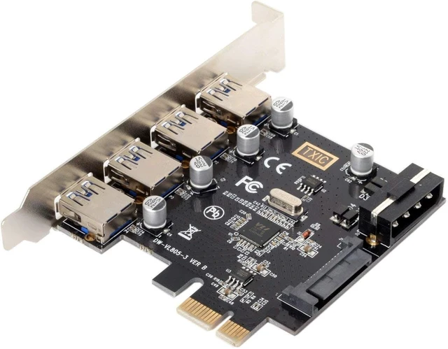 Alt view image 6 of 6 - ChenYang 4 Port PCI-E 1X to 4 USB 3.0 HUB PCI Express Expansion Card Adapter with 120mm PCI-E Slot Bracket