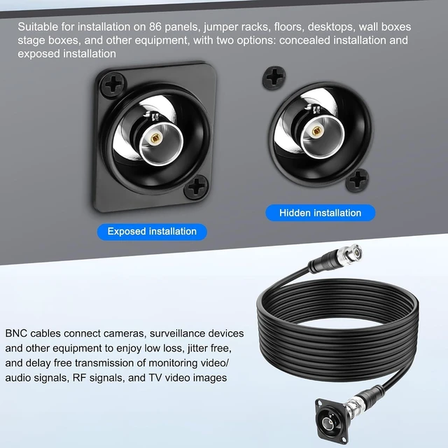Alt view image 6 of 7 - XMSJSIY D-Type BNC Panel Mount to BNC Cable RG59 Extension Cable - 3M/9.8FT