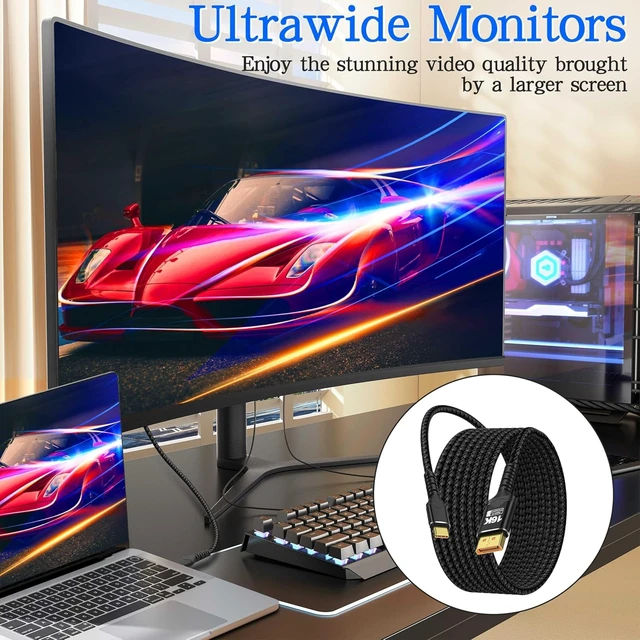 Alt view image 6 of 7 - XMSJSIY USB C to DisplayPort 2.1 Cable Bidirectional - 2M/6.56FT