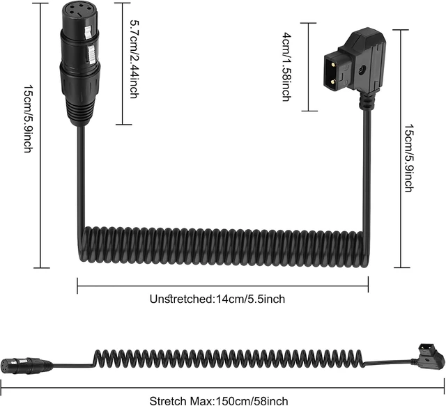 Alt view image 2 of 7 - XMSJSIY D-Tap to XLR Power Coiled Cable D-Tap Male to 4-Pin XLR Female