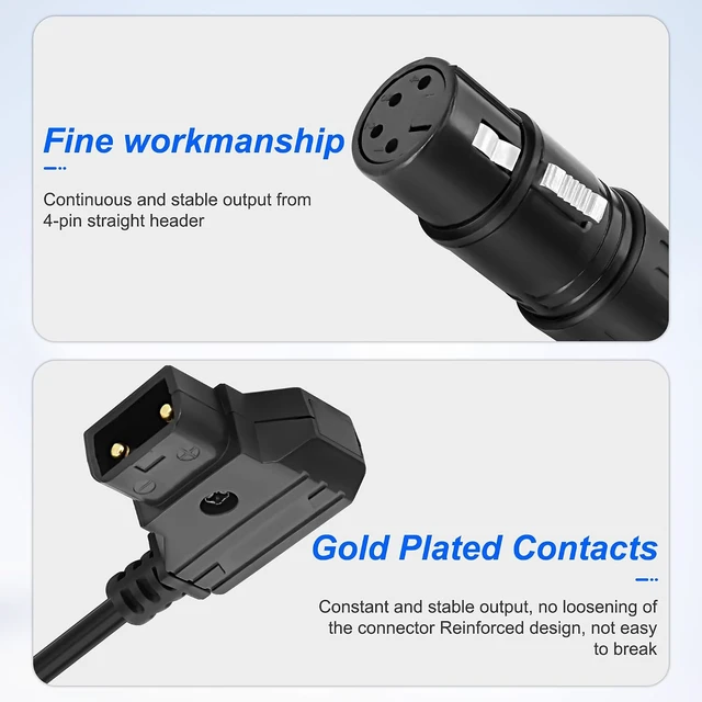 Alt view image 3 of 7 - XMSJSIY D-Tap to XLR Power Coiled Cable D-Tap Male to 4-Pin XLR Female