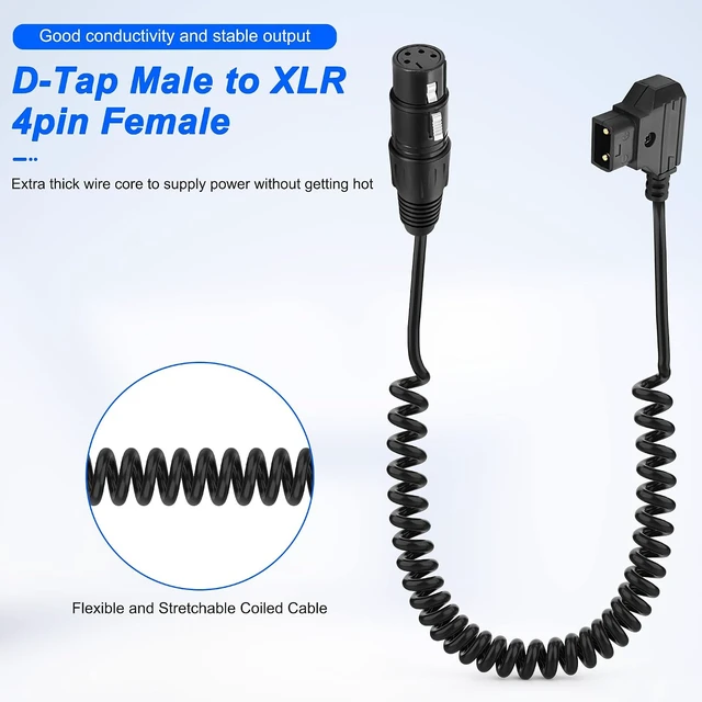 Alt view image 5 of 7 - XMSJSIY D-Tap to XLR Power Coiled Cable D-Tap Male to 4-Pin XLR Female