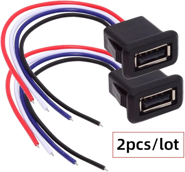 Alt view image 2 of 7 - cablecc 2pcs/Set DC 5V Power OEM DIY Type A Female Socket to 4Pin Open Cable Latch Mount Type