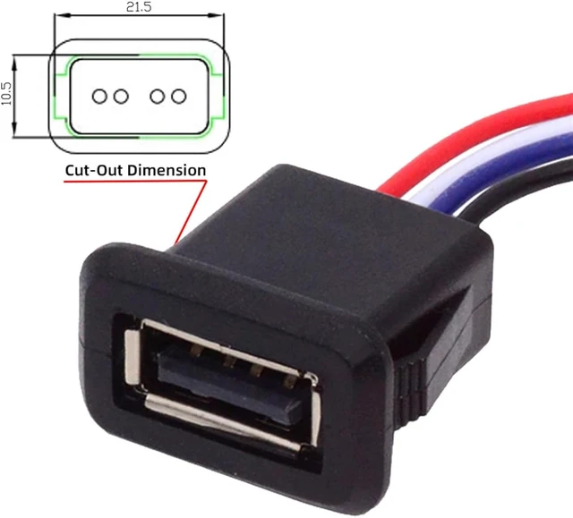 Alt view image 5 of 7 - cablecc 2pcs/Set DC 5V Power OEM DIY Type A Female Socket to 4Pin Open Cable Latch Mount Type