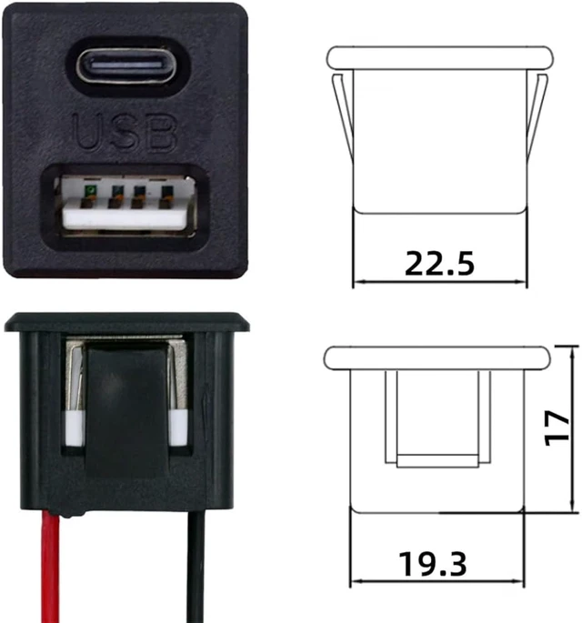 Alt view image 6 of 7 - Cablecc OEM DIY Type-C & Type-A Female Socket DC 5V Power to 2Pin Header Cable Pitch=2.54mm Latch Mount Type