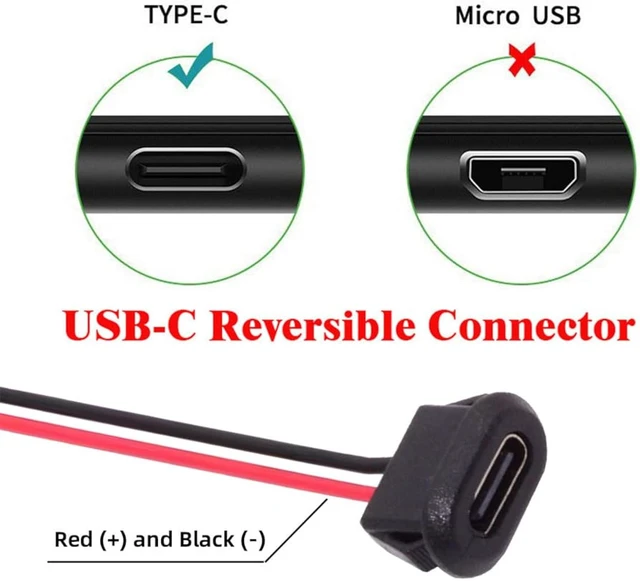 Alt view image 2 of 7 - cablecc 5pcs/Set Type C Female Socket to 2 Pin Header Cable Pitch=2.0mm Latch Mount Type DIY OEM Support DC 5V Power
