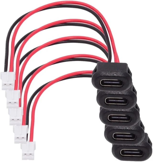 Main image of cablecc 5pcs/Set Type C Female Socket to 2 Pin Header Cable Pitch=2.0mm Latch Mount Type DIY OEM Support DC 5V Power