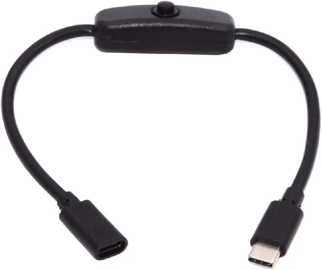 Main image of cablecc Male to Female USB Type C USB-C Cable with On Off Power Switch Button for Laptop Keyboard Raspberry Pi 4B