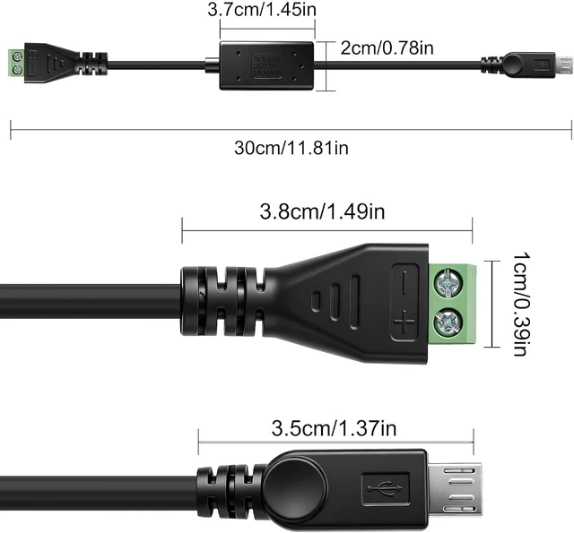 Alt view image 2 of 7 - XMSJSIY Micro USB to 2Pin Solderless Terminal Power Cable Charging -2PCS