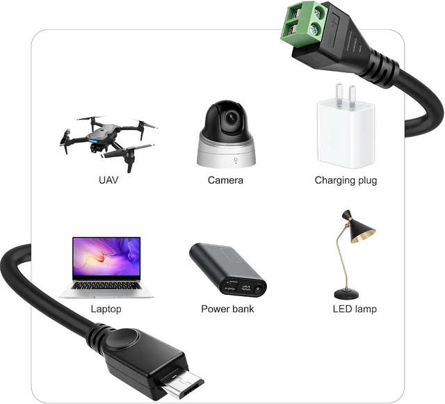 Alt view image 6 of 7 - XMSJSIY Micro USB to 2Pin Solderless Terminal Power Cable Charging -2PCS