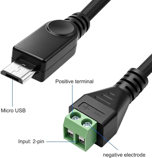 Alt view image 3 of 7 - XMSJSIY Micro USB to 2Pin Solderless Terminal Power Cable Charging -2PCS